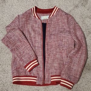 French Tweed bomber jacket red white blue